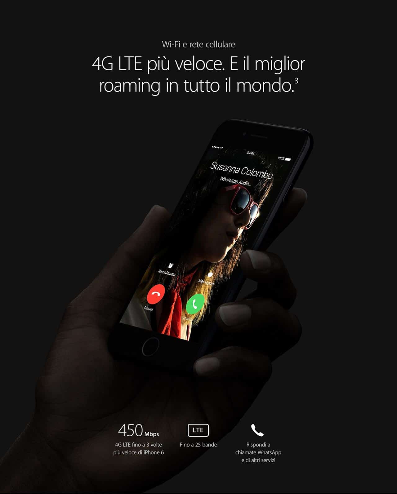 iPhone 7 connessione Wi-Fi e rete cellulare 4G LTE